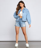 Casual Trendsetter Oversized Denim Jacket for 2023 festival outfits, festival dress, outfits for raves, concert outfits, and/or club outfits