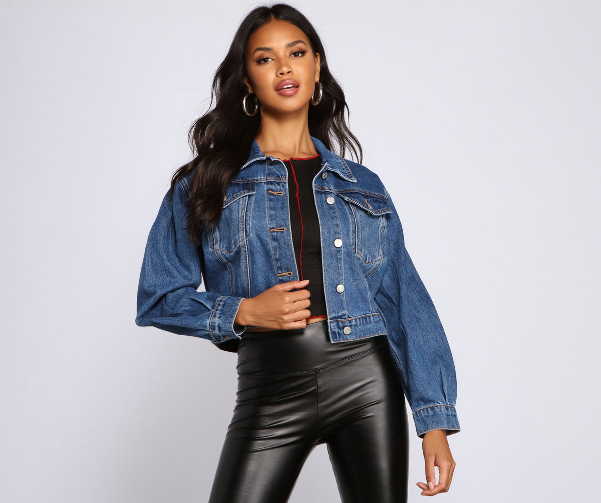 Casual Vibes Cropped Denim Jacket
