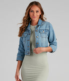 Cute And Classic Cuffed Denim Jacket helps create the best summer outfit for a look that slays at any event or occasion!