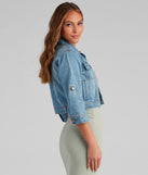 Cute And Classic Cuffed Denim Jacket helps create the best summer outfit for a look that slays at any event or occasion!