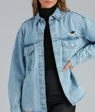 Total Mood Distressed Denim Jacket is a trendy pick to create 2023 festival outfits, festival dresses, outfits for concerts or raves, and complete your best party outfits!