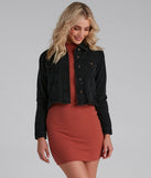 Stylish And Edgy Cropped Denim Jacket helps create the best summer outfit for a look that slays at any event or occasion!
