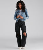 Ready To Roll Destructed Denim Jacket is a trendy pick to create 2023 festival outfits, festival dresses, outfits for concerts or raves, and complete your best party outfits!