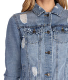 Hot Stuff Distressed Denim Jacket is a trendy pick to create 2023 festival outfits, festival dresses, outfits for concerts or raves, and complete your best party outfits!