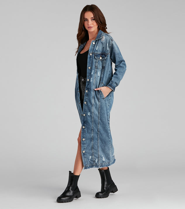 guest dresses to wear to a wedding Fray Days Long Denim Jacket