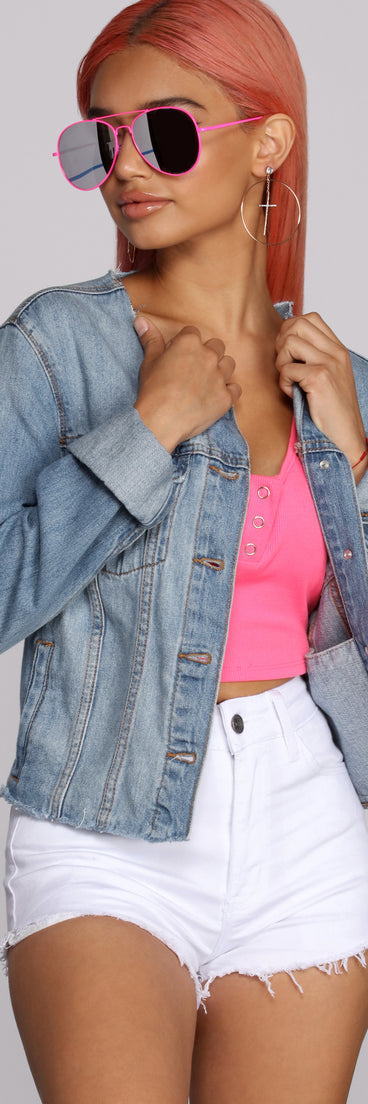 Edge It Up Denim Jacket is a trendy pick to create 2023 festival outfits, festival dresses, outfits for concerts or raves, and complete your best party outfits!