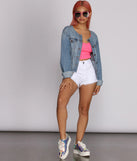 Edge It Up Denim Jacket is a trendy pick to create 2023 festival outfits, festival dresses, outfits for concerts or raves, and complete your best party outfits!