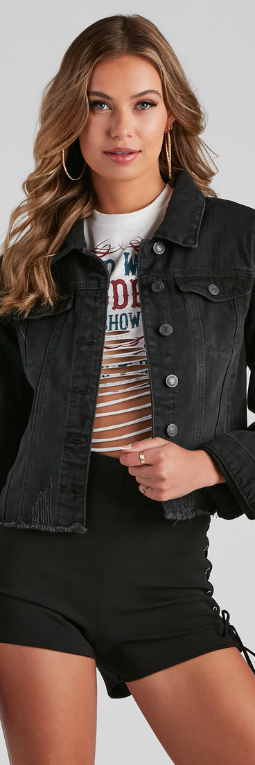 Beach Night Denim Distressed Jacket is a trendy pick to create 2023 festival outfits, festival dresses, outfits for concerts or raves, and complete your best party outfits!