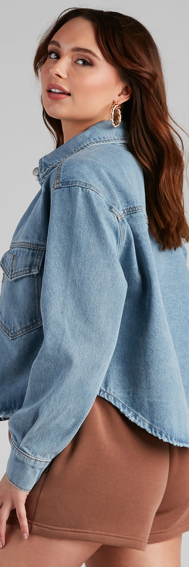 Denim Daze Distressed Jacket helps create the best summer outfit for a look that slays at any event or occasion!