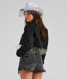 Rhine And True Denim Crop Jacket is a trendy pick to create 2023 festival outfits, festival dresses, outfits for concerts or raves, and complete your best party outfits!