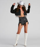 Rhine And True Denim Crop Jacket is a trendy pick to create 2023 festival outfits, festival dresses, outfits for concerts or raves, and complete your best party outfits!