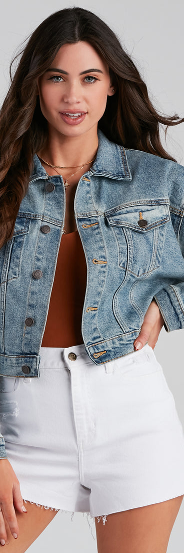 Back To Basics Cropped Denim Jacket helps create the best summer outfit for a look that slays at any event or occasion!