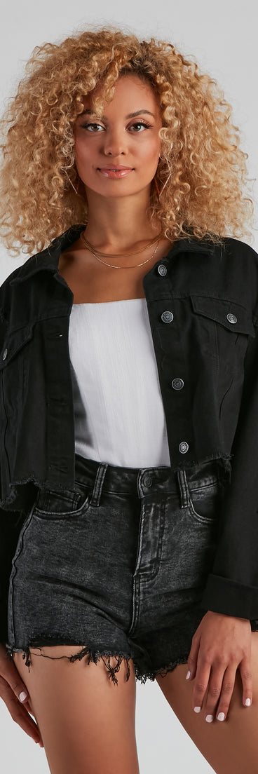 Girl With Edge Crop Denim Jacket helps create the best summer outfit for a look that slays at any event or occasion!
