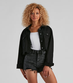 Girl With Edge Crop Denim Jacket helps create the best summer outfit for a look that slays at any event or occasion!