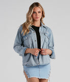 Never Gets Old Denim Distressed Shacket is a trendy pick to create 2023 festival outfits, festival dresses, outfits for concerts or raves, and complete your best party outfits!