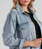 Never Gets Old Denim Distressed Shacket is a trendy pick to create 2023 festival outfits, festival dresses, outfits for concerts or raves, and complete your best party outfits!