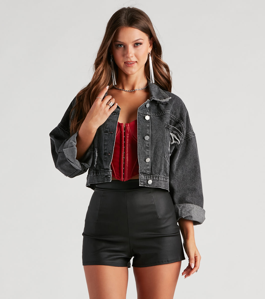 Rocker-Chic Rhinestone Fringe Denim Jacket & Windsor