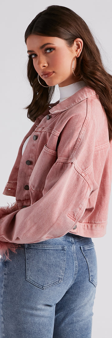 Luxe Touch Marabou Denim Crop Jacket is a trendy pick to create 2023 festival outfits, festival dresses, outfits for concerts or raves, and complete your best party outfits!