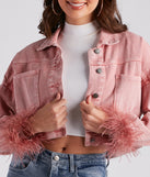Luxe Touch Marabou Denim Crop Jacket is a trendy pick to create 2023 festival outfits, festival dresses, outfits for concerts or raves, and complete your best party outfits!