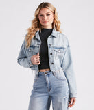 Feelin' Fresh Cropped Denim Jacket is a fire pick to create 2023 festival outfits, concert dresses, outfits for raves, or to complete your best party outfits or clubwear!