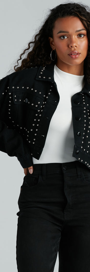 Tell Me About It Stud Denim Crop Jacket