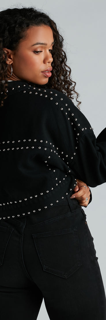 Tell Me About It Stud Denim Crop Jacket