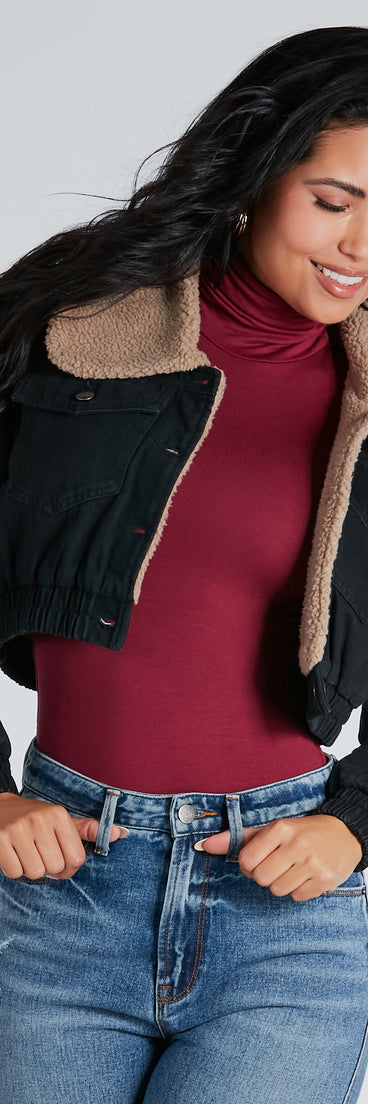 Layer On The Cozy Vibes Faux Sherpa Denim Jacket
