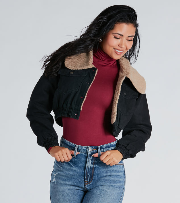Windsor Layer On The Cozy Vibes Faux Sherpa Denim Jacket