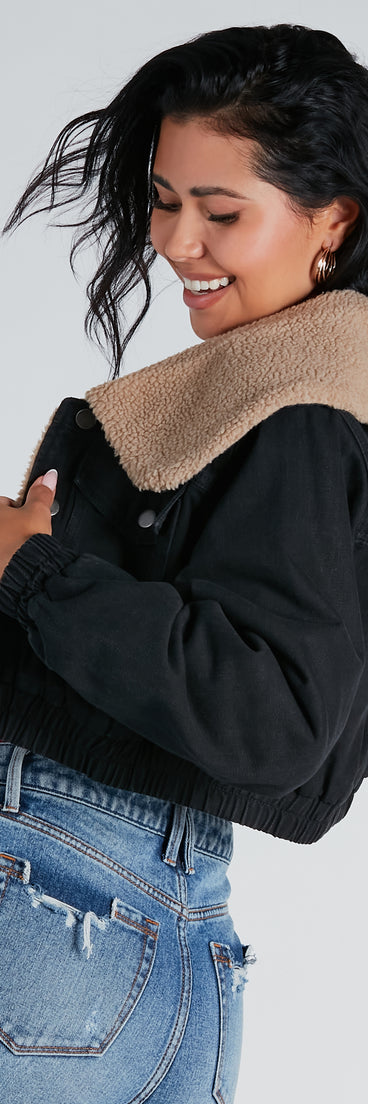 Layer On The Cozy Vibes Faux Sherpa Denim Jacket
