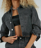 Edgy Era Rhinestone Cropped Denim Jacket