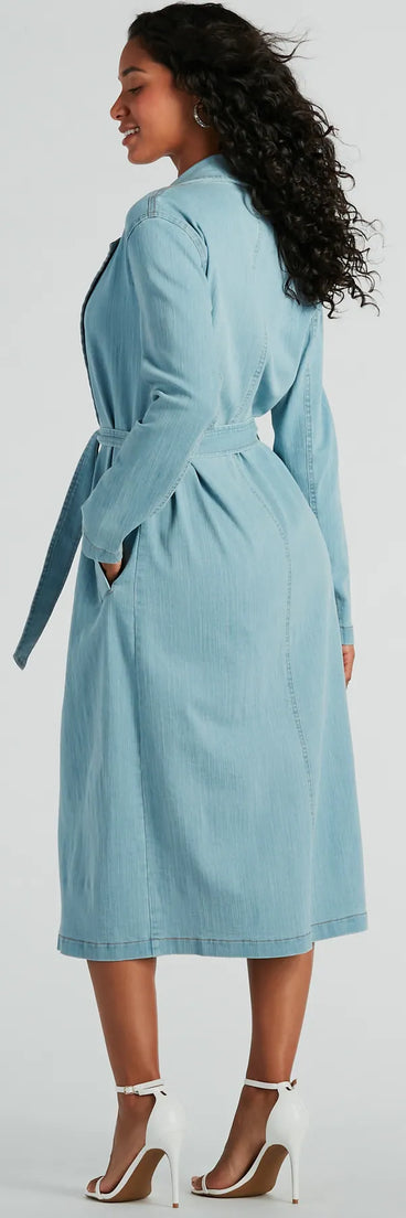 Most Coveted Belted Denim Trench Coat