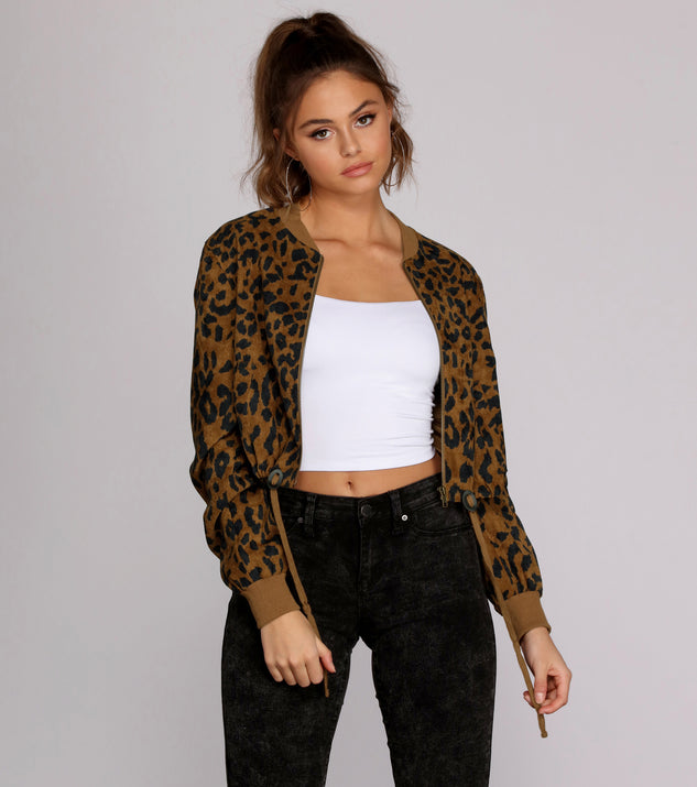 Feeling Wild Leopard Bomber Jacket for 2022 festival outfits, festival dress, outfits for raves, concert outfits, and/or club outfits