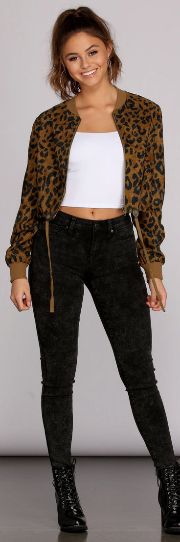 Feeling Wild Leopard Bomber Jacket for 2022 festival outfits, festival dress, outfits for raves, concert outfits, and/or club outfits