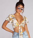 Floral Queen Tie Front Top