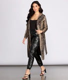 Snake Print Drape Front Long Coat helps create the best summer outfit for a look that slays at any event or occasion!