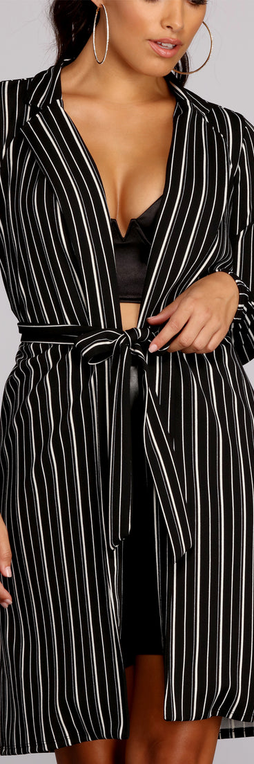 Sophisticated In Striped Trench Coat helps create the best summer outfit for a look that slays at any event or occasion!
