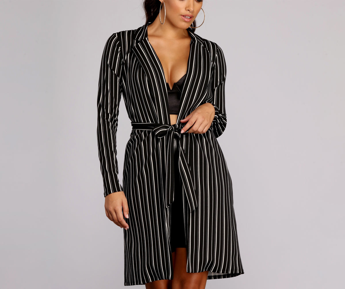 Sophisticated Striped Trench Coat