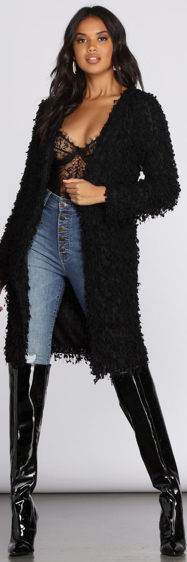 Shaggy Long Line Cardigan