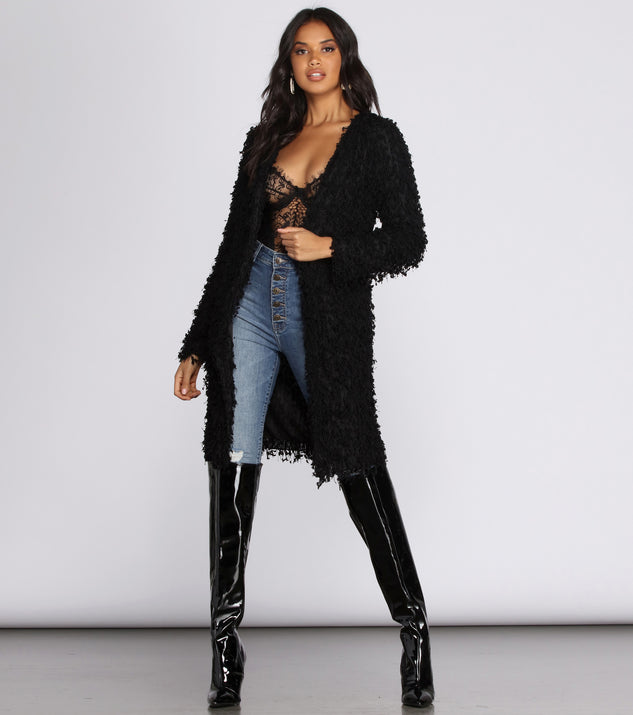Shaggy Long Line Cardigan