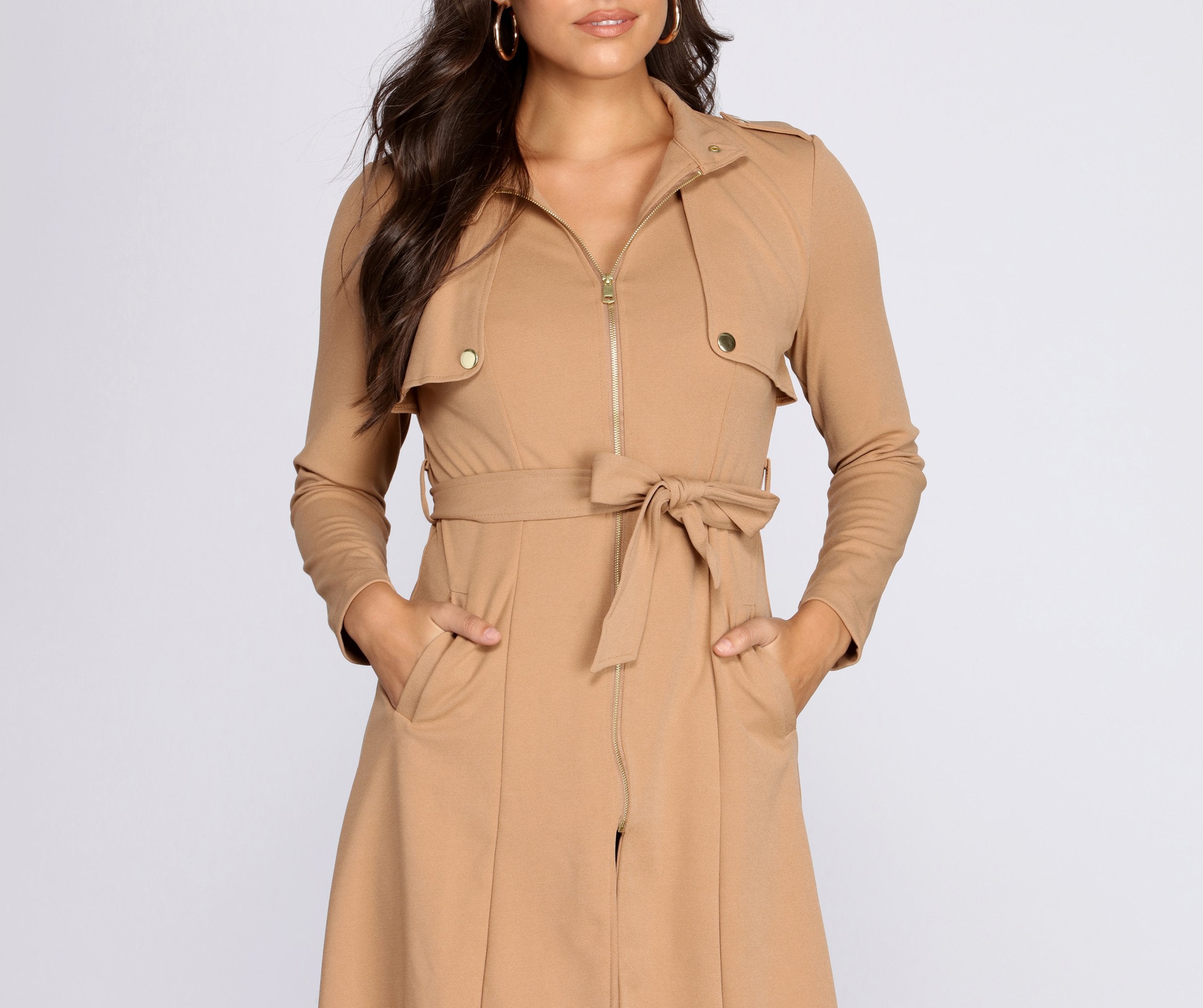Feminine Flare Zip Up Trench Coat | Windsor