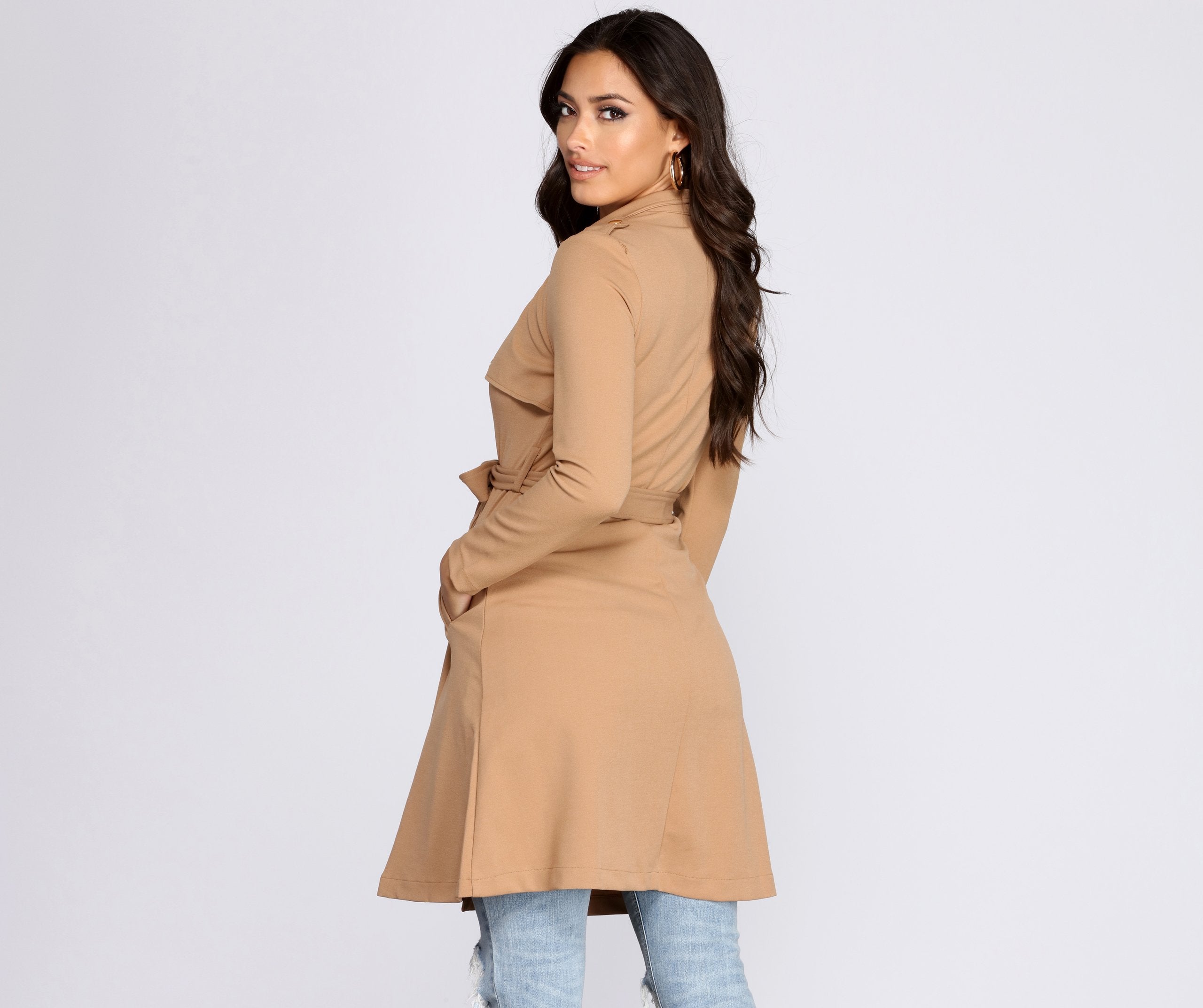 Feminine Flare Zip Up Trench Coat | Windsor