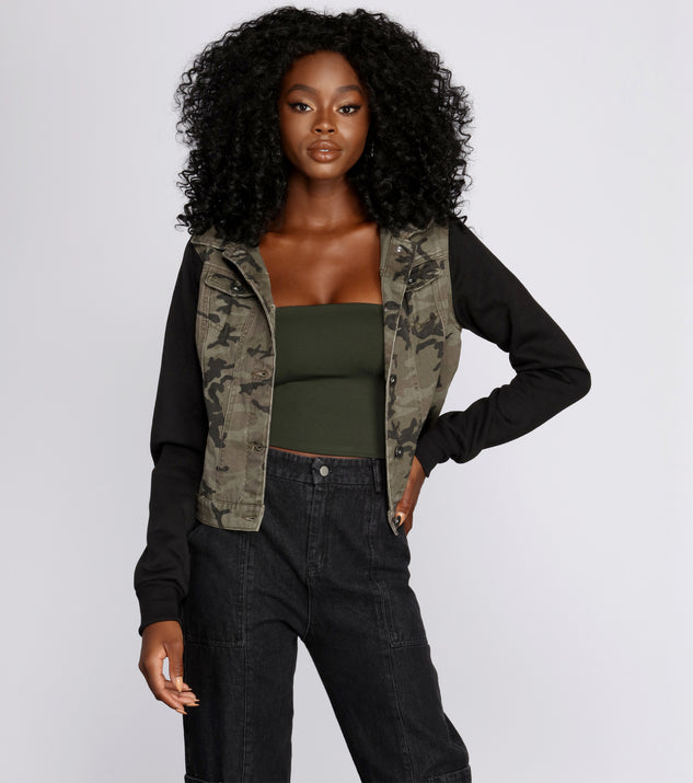 Knit Sleeve Camo Jacket helps create the best summer outfit for a look that slays at any event or occasion!