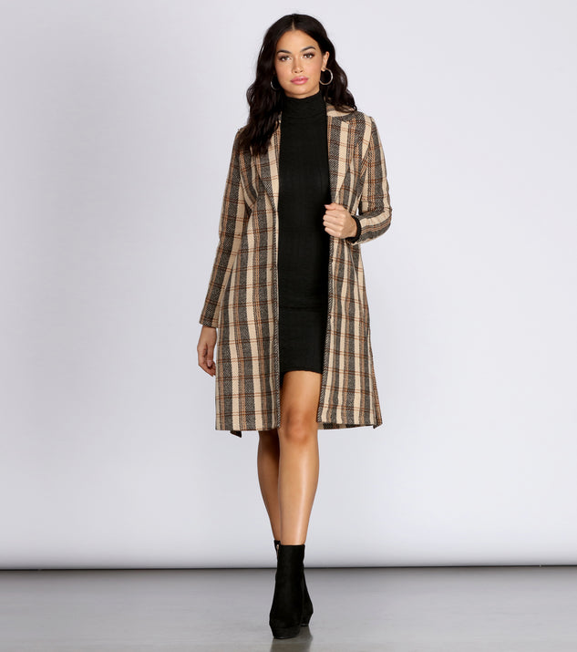 Plaid And Simple Long Coat helps create the best summer outfit for a look that slays at any event or occasion!