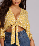 Tie Front Floral Crop Top