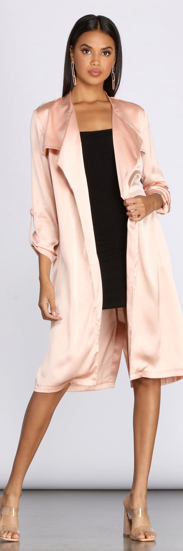 Satin Dreams Trench Duster is the perfect Homecoming look pick with on-trend details to make the 2023 HOCO dance your most memorable event yet!