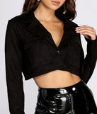Stellar Faux Suede Cropped Jacket helps create the best summer outfit for a look that slays at any event or occasion!