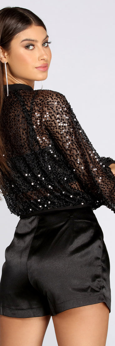 Party Poppin' Sequin Bomber Jacket helps create the best summer outfit for a look that slays at any event or occasion!