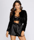 Shine Like No Other Shaggy Cropped Jacket helps create the best summer outfit for a look that slays at any event or occasion!