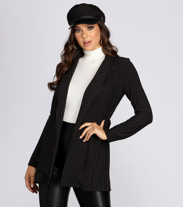 Striped To The Nines Belted Pinstripe Blazer helps create the best summer outfit for a look that slays at any event or occasion!