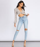 Snake Print Long Sleeve Crop Top is a trendy pick to create 2023 festival outfits, festival dresses, outfits for concerts or raves, and complete your best party outfits!